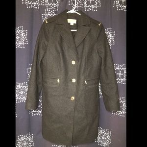 Gray Michael Kors Long Pea Coat with Gold hardware